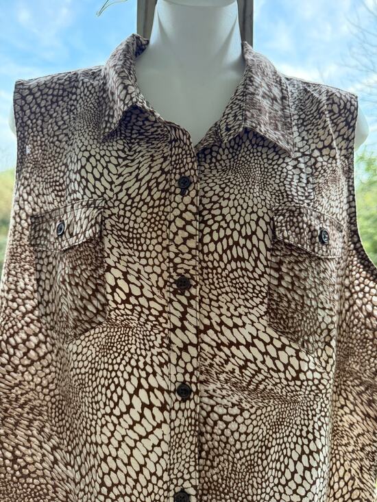 Liz Claiborne Tops - Liz Claiborne Linen/Cotton Sleeveless Shirt XL Earthy Safari